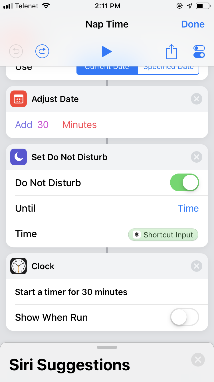 Timer shortcut screenshot